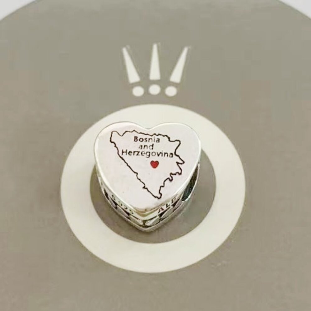 Pandora Bosnia And Herzegovina Map I Love Bosnia And Herzegovina Heart Charm